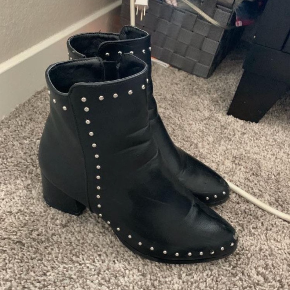 Black studded booties
